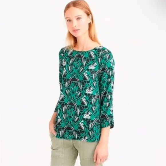 J. Crew Tops - J Crew printed boatneck blouse